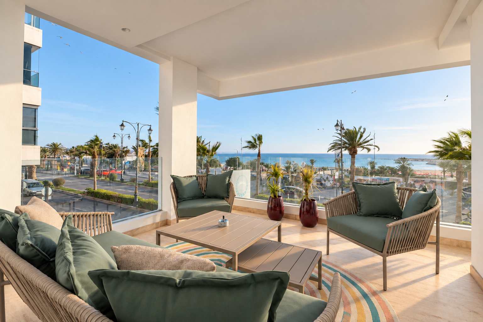 Terrasse aménagée face au littoral