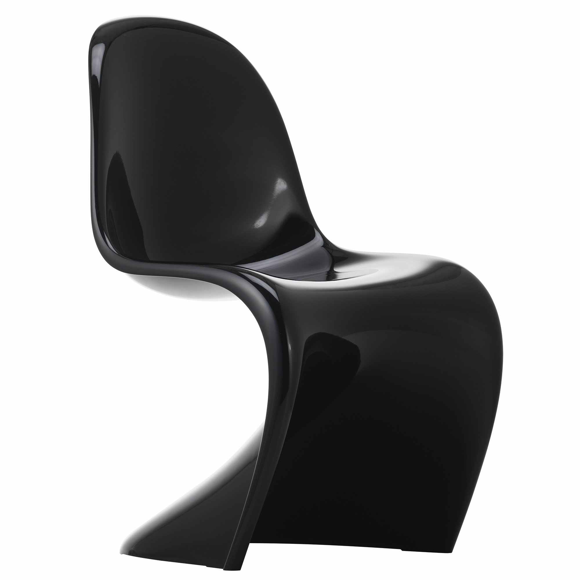 Chaise Panton Chair Classic noire, dessin de Verner Panton pour Vitra, vue de trois quarts