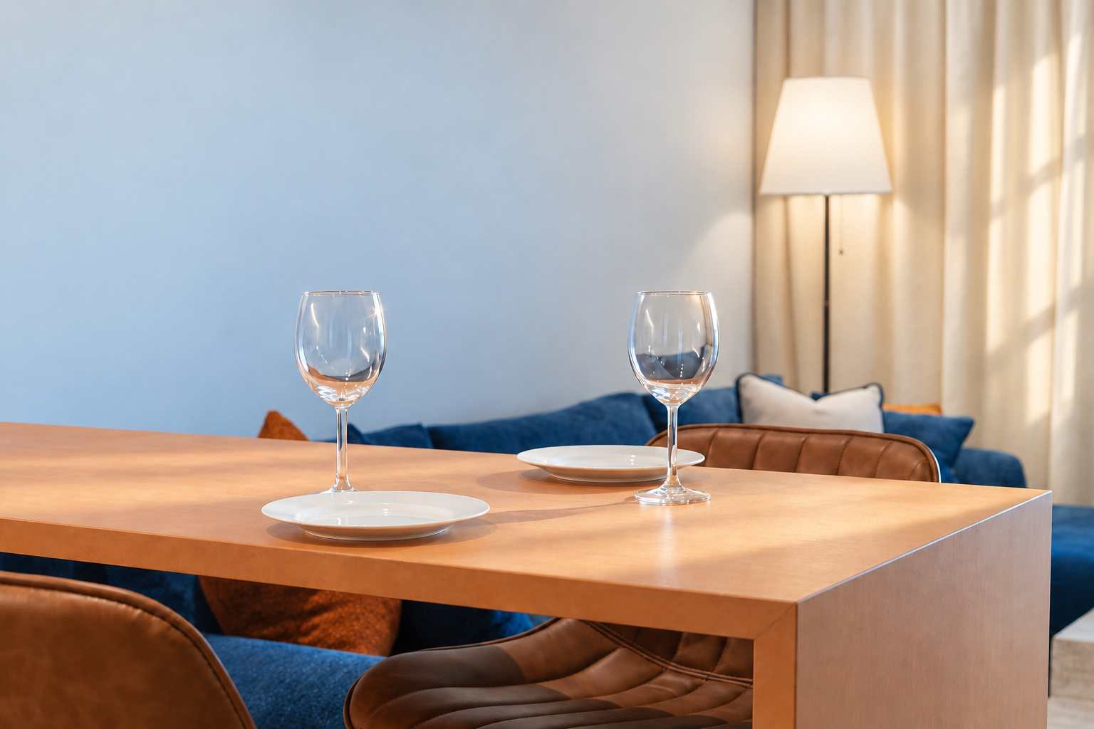 Table repas et assises bleues