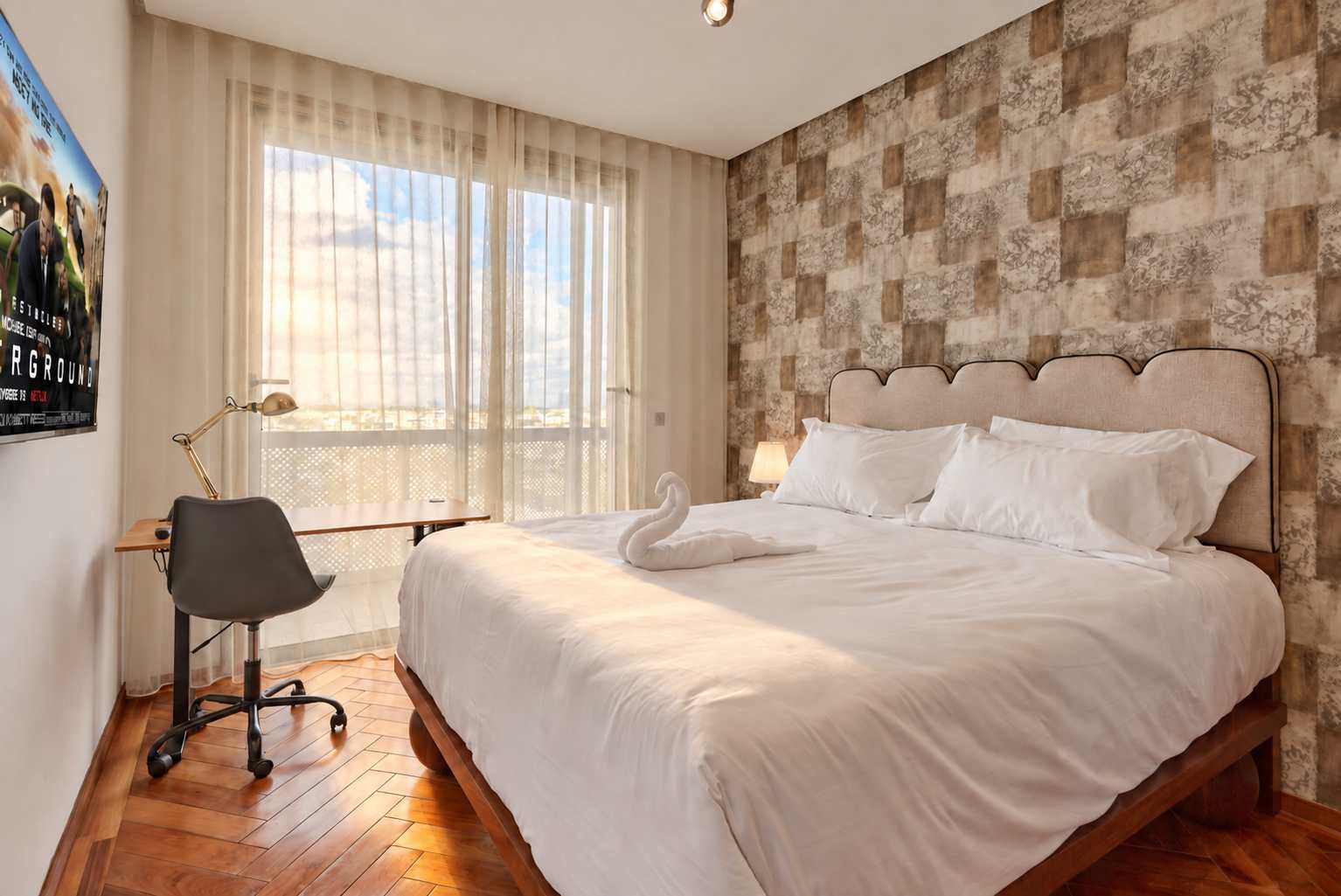 Chambre au mur texturé